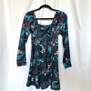 Black snake design mini dress